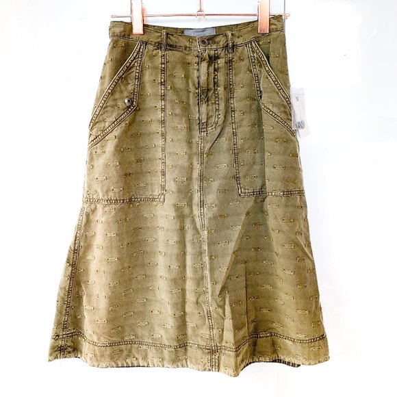 NWOT aubrey textured green utility skirt w/pockets - Picture 3 of 9